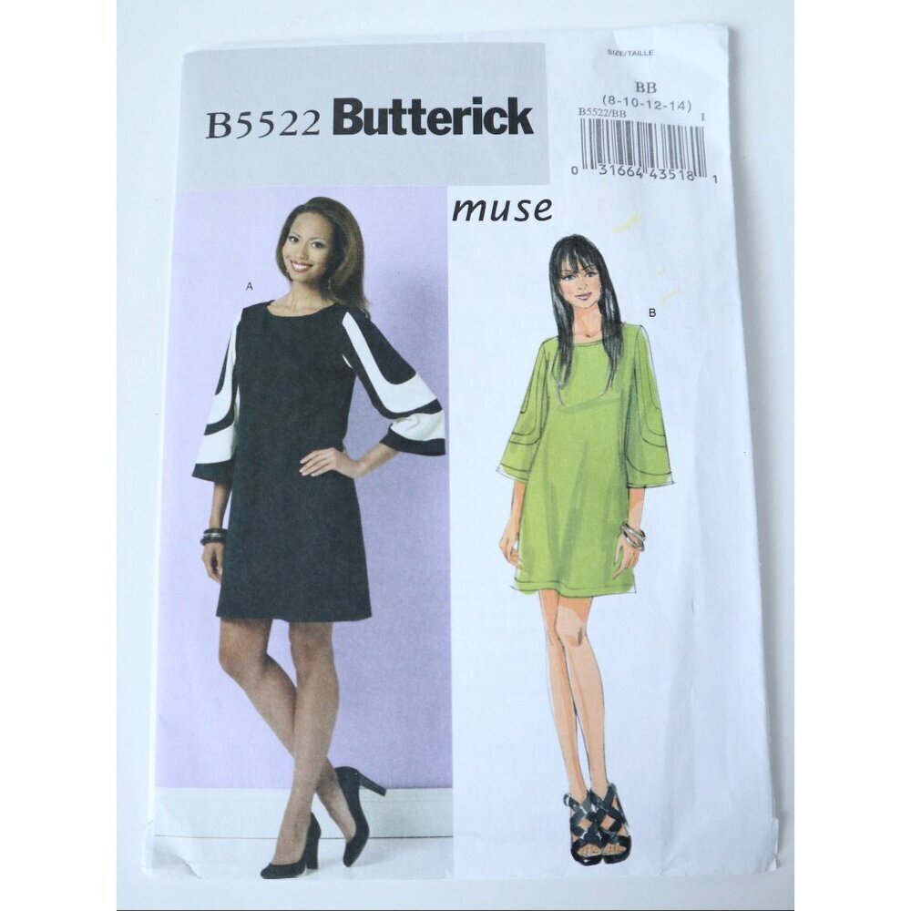 Misses Close Fitting A-Line Dress EASY Sewing Pattern - Butterick 5522 - Size 8